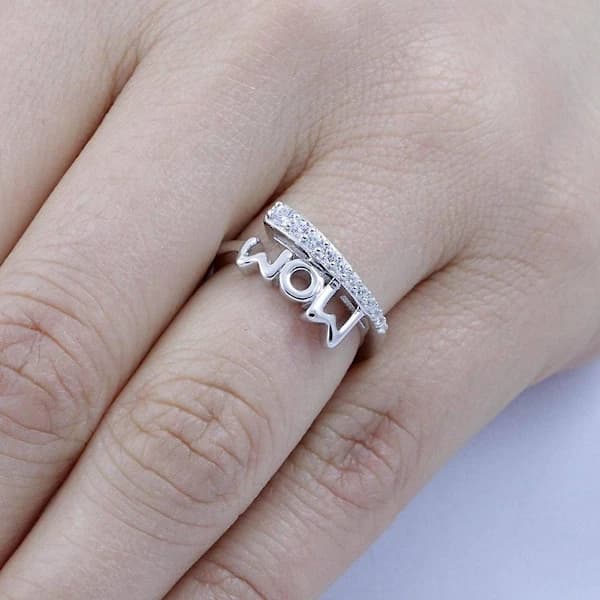 Mode Zircon Indlæg Hul Mor Bogstav Finger Ring Mors dags gaver US 10