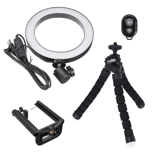 /QD/Selfie-lampe/Ring light (20 cm) med formbart stativ