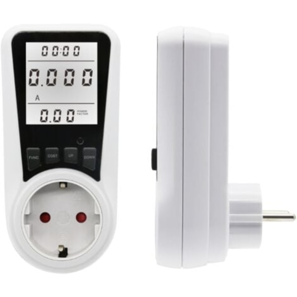 #QD# Sähkönkulutusmittari, Sähkölaskumittari, Wattimittari, Energiankulutusmittari suurella LCD-näytöllä + taustavalo, Ylikuormitussuoja 3680