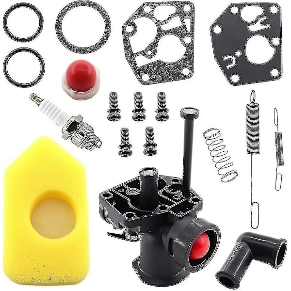 Briggs Stratton gräsklipparkarburationssats 499809 498809a 494406 filter 698369 regulator 691859 692211 membran 795083 495770z