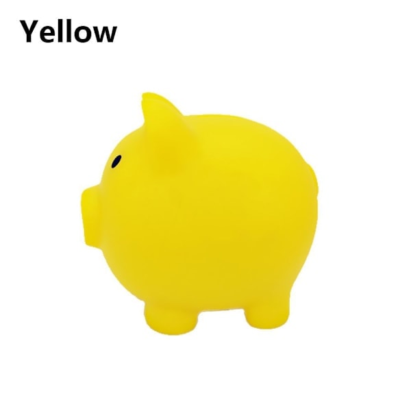Sparkasse Tecknad Grisformad Spargris Gul yellow 8x10x9.4cm_QF
