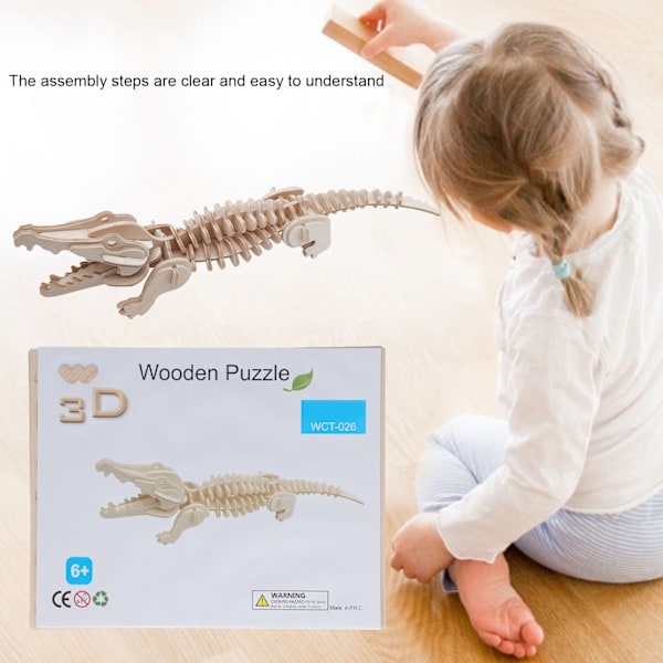 QU/3D Puinen palapeli Lelu Luova DIY Aivojumppa Eläinpalapeli Yli 6-vuotiaille lapsille 026