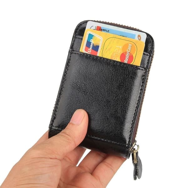 RFID kortholder pung Ægte læder Sort_qq