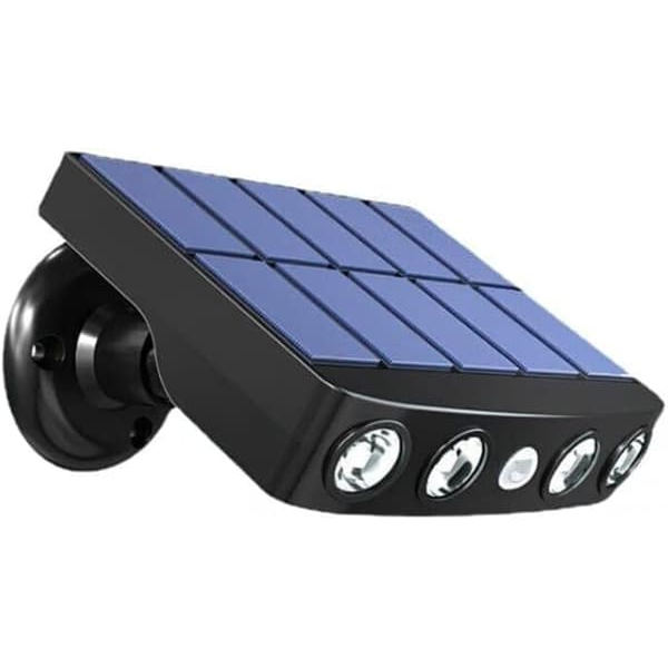 Solar Motion Sensor Light - Waterproof LED Wall Light with Cool White Light, IP65, Black for Outdoor Use