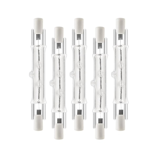 \"QD\" 5-pak R7s 118mm 300W 230V, R7s Halogen Lineær Lyskilde, Dæmpbar Halogenpære til Byggearbejde