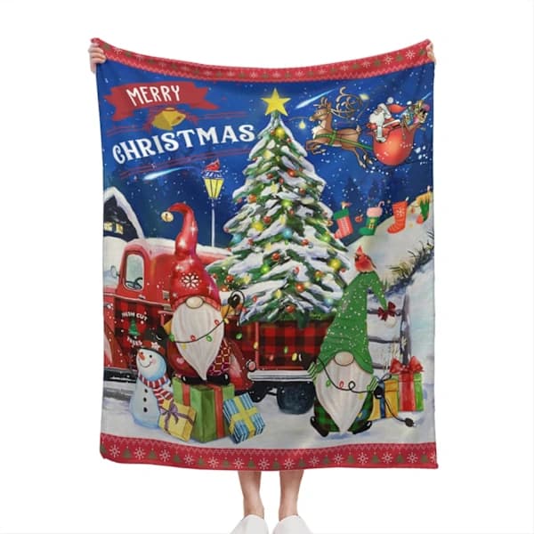 Glædelig Jul-tæppe, superblødt og varmt vinterferietæppe til sofa, seng, 127 cm x 152,4 cm