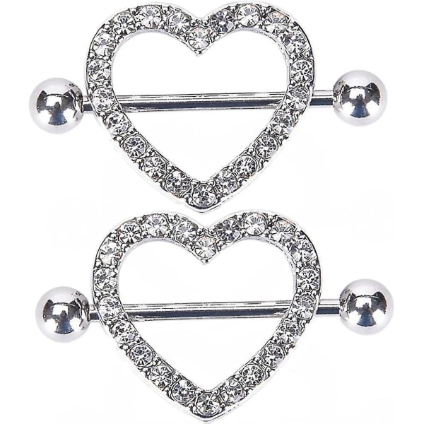 Par hjerteformede brystpiercinger 316L rustfritt stål brystpiercinger barbell 14g to lag*QN