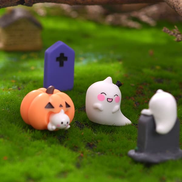 QQ-6 st Gravsten Spöke Pumpa Prydnad Halloween Dekor Kristall
