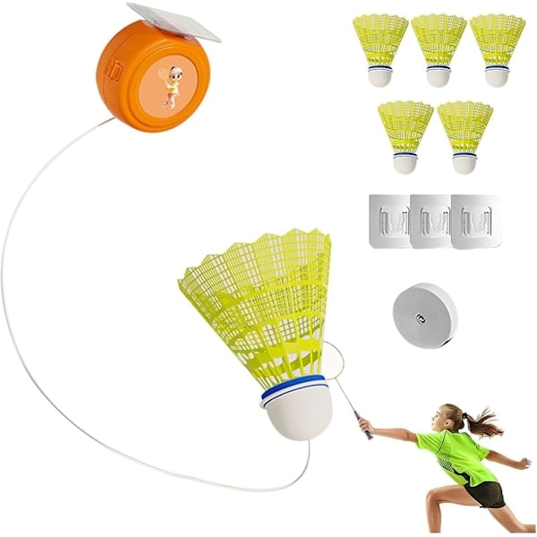 QD-Badmintonträningsverktyg, badminton rebound trainer, individuellt badmintonträningskit, individuell badmintonträningsenhet, solo badminton rebound trainer