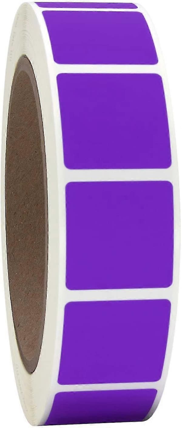 1\" Square Color-Coding Labels on Roll, 2000 Stickers Per Roll, 1 Inch X 1 Inch Bright Purple Bright Purple 1 * Square