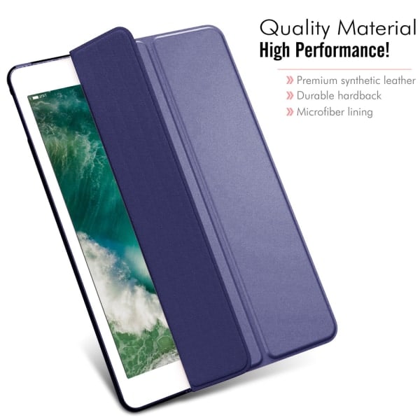 [QD] Ultratunt smart fodral med gummerad flexibel TPU-baksida, automatisk viloläge/väckning och visnings-/skrivstativ för iPad Mini 5 - Helt blå