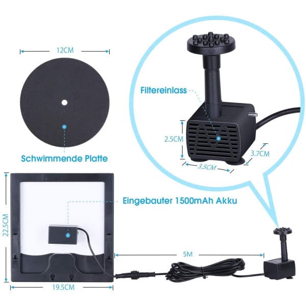 Solfontene 6W Oppgradert Solvannpumpe