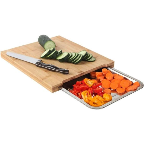 Bamboo cutting board, with pull-out drawer