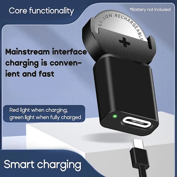 Mini litiumknapcellebatteri USB C-oplader til Lir2032, lir1632, lir