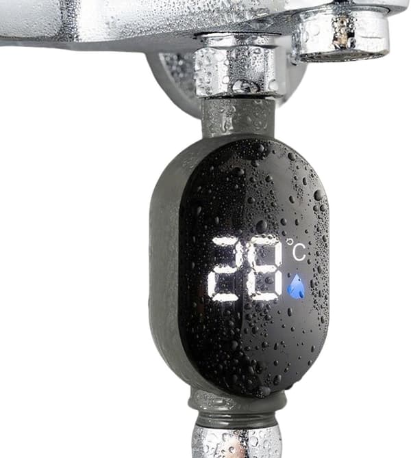 Digitalt bruse-termometer med LED-display, højpræcisions vandtemperaturmåler til hjemmebadeværelse og køkken, sort