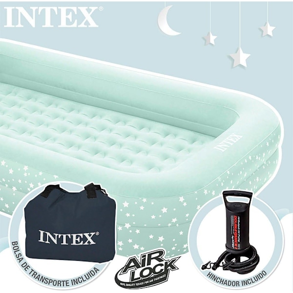 QU*Intex 66810NP Kidz Oppustelig Babyseng, Grøn, 3-6 År, 168 x 107 x 25 cm