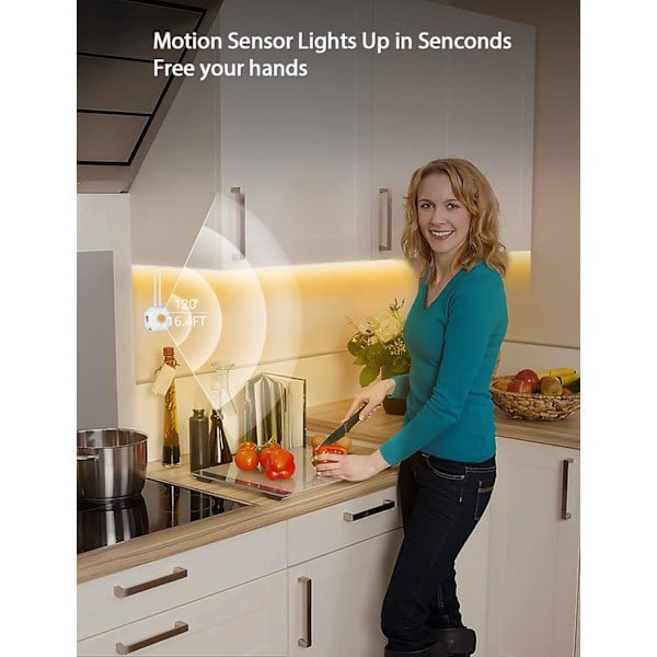[QD] LED-strip med rörelsesensor för inomhusbruk, RGB-styrning via app, USB-driven, 5 m, perfekt för kök, trappor, garderober