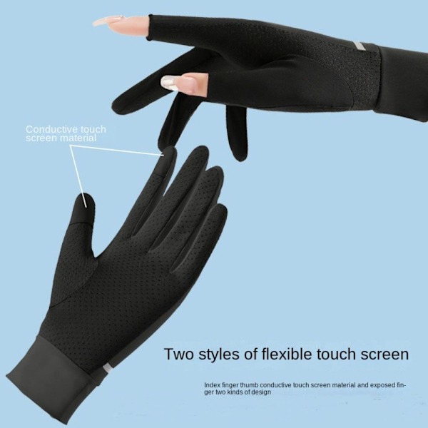 UV-suojaiset Jääsiikkahanskat Ajohanskat Naisille black Ice Silk