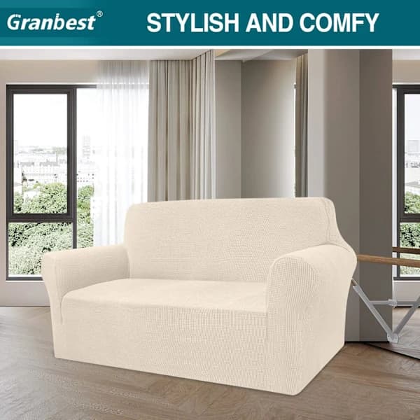 Beige 3-seters moderne sofatrekk, i Jacquard, elastisk, for