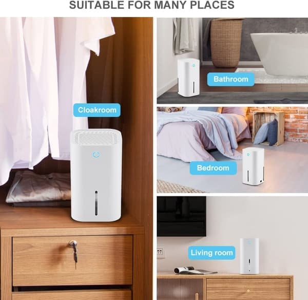 Small Dehumidifier - 850 ml Portable Electric Dehumidifier - White