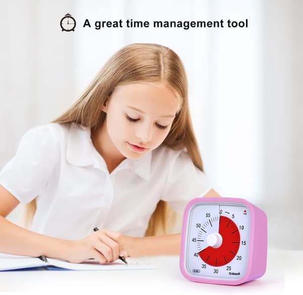 Visuell Timer 60 Minutter for Klasserom og Barn, Justerbar Volum, 10x10 cm