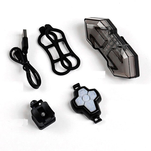 [QD] Cykel Baglygte USB Trådløs Fjernbetjening Blinklys Advarselslampe + Horn Ft