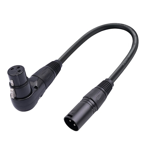 2 stk. 3-pin XLR-stik, retvinklet han til hun, mikrofon lydkabel, 90 graders XLR-hun til lige XLR-han