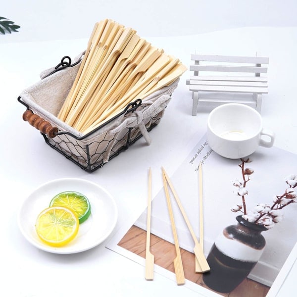 [QD] 100 Stykker Trepadle Grillspyd Grillspyd Cocktailpinner for Grilling, Kebab, Cocktails, Buffeter Fest (18CM)