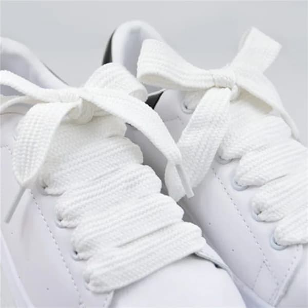 QD-3 Farver 1,5 cm Brede Snørebånd Unisex Polyester Snørebånd Dobbelte hvide null