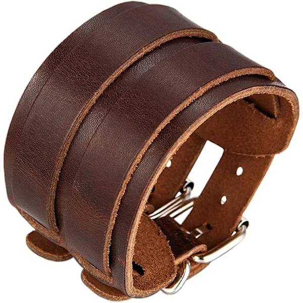 Läderarmband för män med spänne (1 st, Brun)