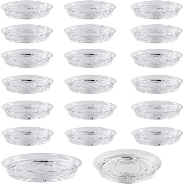 Transparenta blomkrukefat i plast - 20-pack, 6 tum
