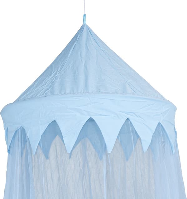 Rundt sengehimmel myggenet, ophængt net i polyester med opbevaringspose til enkelt- og dobbeltseng, blå, 65 cm ring, 1250 cm omkreds
