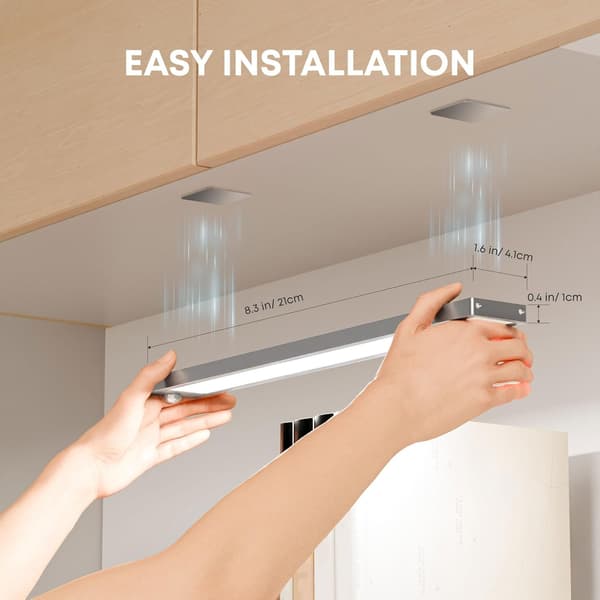 2-pakke oppladbare LED-skaplys med bevegelsessensor, dimbare 3 fargemoduser, magnetisk underskapsbelysning, 21 cm