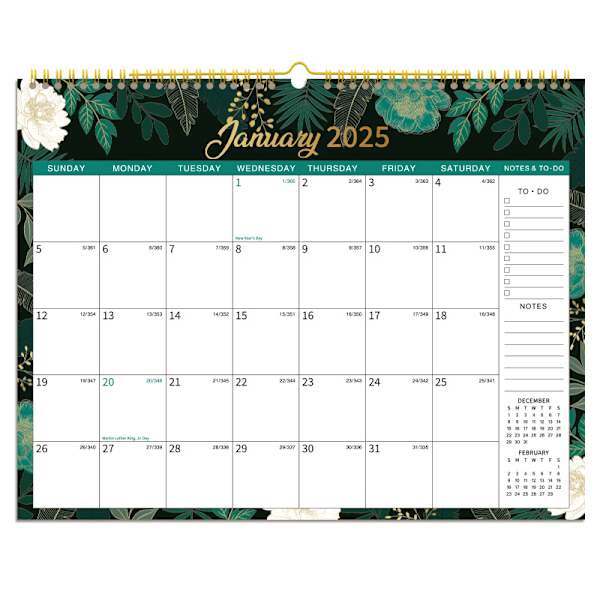 [QD] Kalender 2025, fra januar - desember, store linjerte blokker perfekt for planlegging og organisering for hjemmet eller kontoret, 37,6 x 29 cm