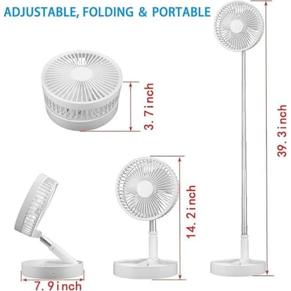 Foldable Floor Fan / Table Fan - Adjustable Design with 7200mAh Battery, Wireless & Versatile Use