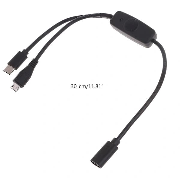 Typ C till USB C Micro USB Multi-laddningskabel med strömbrytare för mobiltelefon