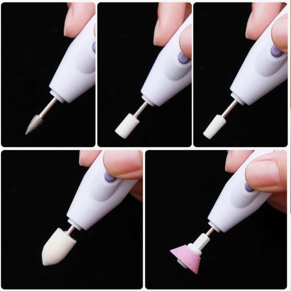 QU/Elektrisk nagelfil med 5 bits, vit