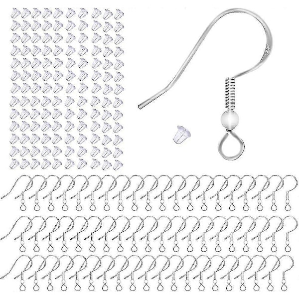 100 st 925 Sterling Silver Örhängskrokar, Örhängedelar Hypoallergena -Suzuka