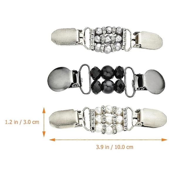 3 st Pärlbroschen Kofta Krage Clip Blusar Cinch Clips Kläder Cinch Clips Mantel Clip-Perfekt