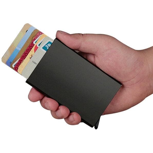 Mökblå - RFID-skydd Plånbok Korthållare 5 st Kort (Äkta Läder)