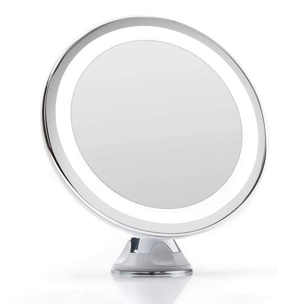 Sugkopp Sminkspegel LED-Ljus & x10 Förstoring - Vit_qq
