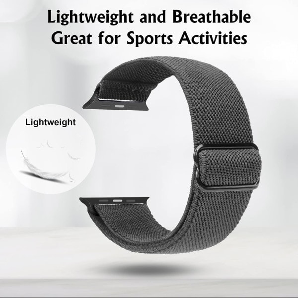 [QD] Elastisk klokkereim Kompatibel med Apple Watch Band 41mm 40mm 38mm Komfortabel Justerbar Sportsreim for Kvinner Menn - DimGray