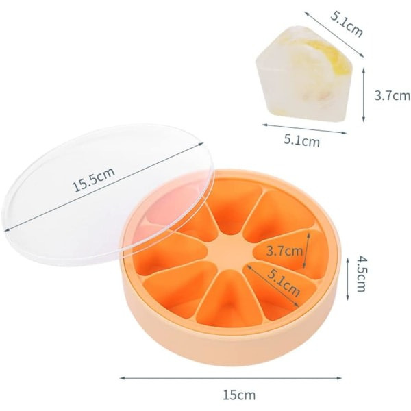 Silikonisbitsform med lock, hemgjord lätt att lossa, flexibel isbitsform (orange)