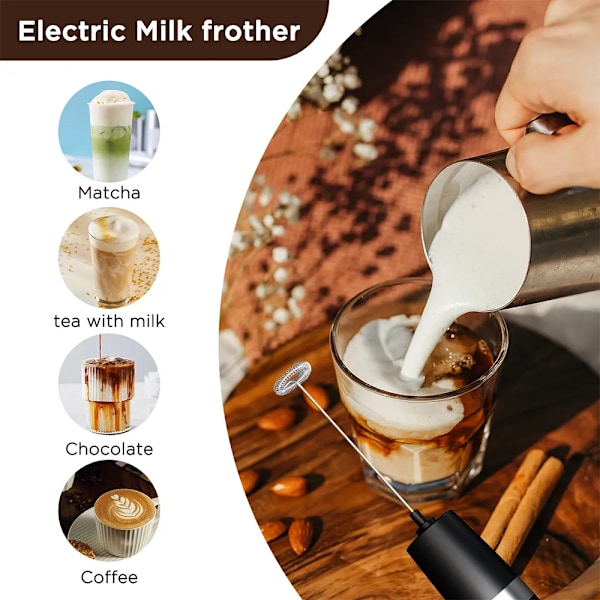 QU. Håndholdt melkeskummer, elektrisk, bærbar skumvisp, kaffeblender, drikkemikser, melkeskummer, mini-visp for Frappe Latte Matcha