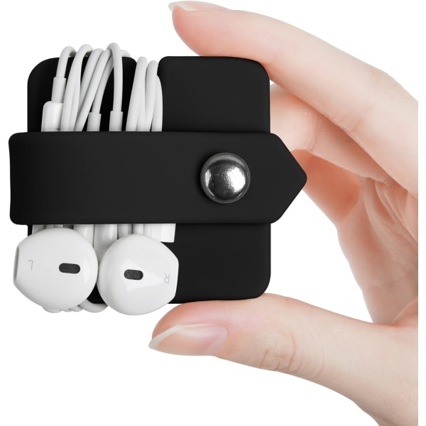 [QD] Hörlursfodral Sladdorganiserare EaREuds Hållare Hörlursfodral Wrap Winder Headset Keeper Sladdhanterare Kabelorganiserare Svart