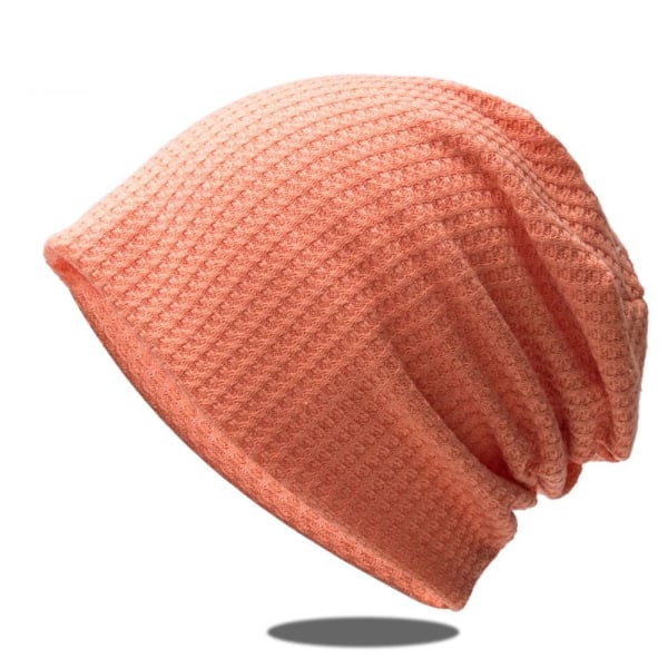 Høst- og vinterstrikket beanie-lue for kvinner, avslappet og varm orange