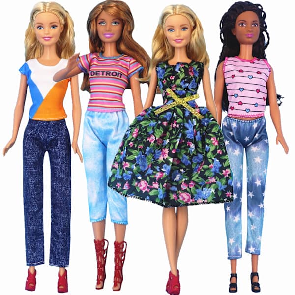 Barbie-kläder, 10 Barbie-dockkläder inklusive (topp + byxor)