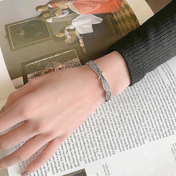 Ängelvingar Vintage -tyylinen sterlinghopea rannekoru, säädettävä ängelvingar-rannekoru, inspiroiva rannekoru, henkilökohtainen inspiroiva korulahja