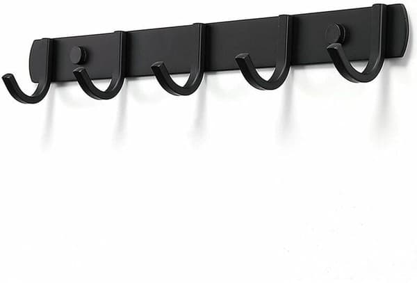 Väggmonterade Klädkrokar, Design Rostfritt Stål, Robust, för Sovrum/Kontor, Svart, 5 Krokar