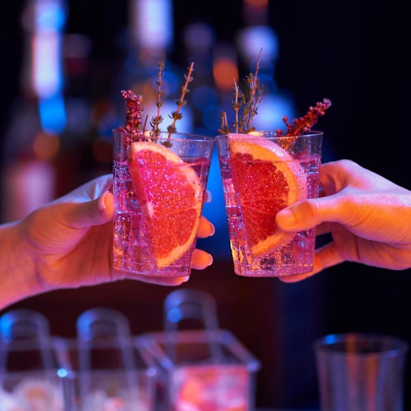 [QD]50 Premium Tykke Plastglass, Plastpartyglass med Gullglitter (285ml / 10oz) - Gjenbrukbare Plastglass, Tumblers